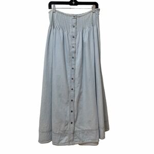 Anthropologie Pilcro Pintuck Basque Waist Denim Maxi Skirt Size S Light Wash NEW